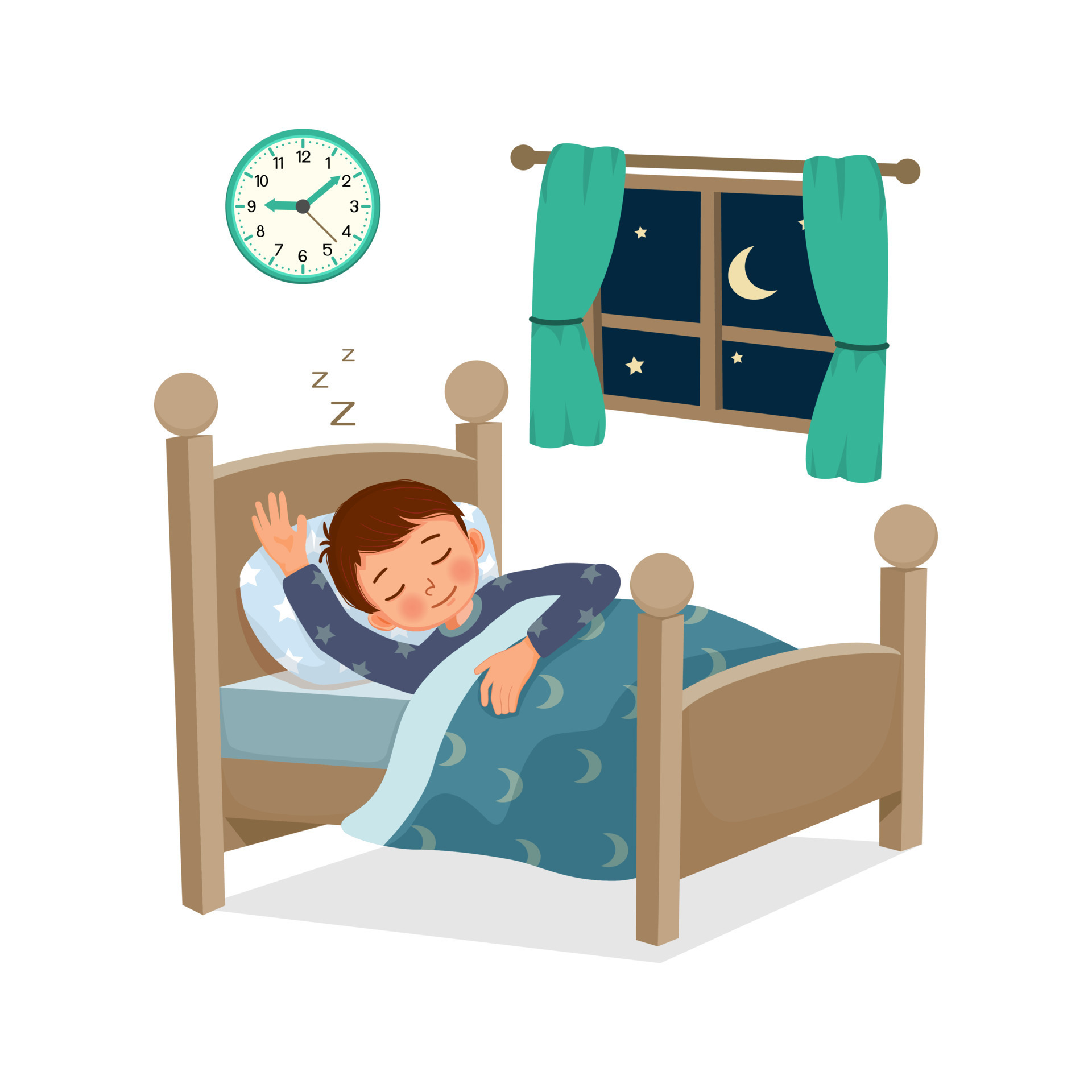 Cute Little Child Boy Sleeping Good Night In Bed At Home 8197754 Vector