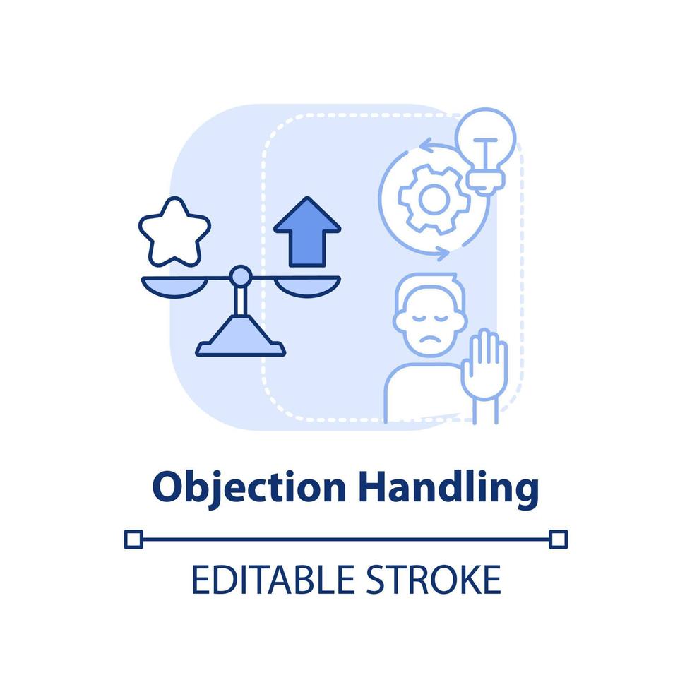 Objection handling light blue concept icon. Sales process abstract idea thin line illustration. Customer satisfaction. Isolated outline drawing. Editable stroke. vector