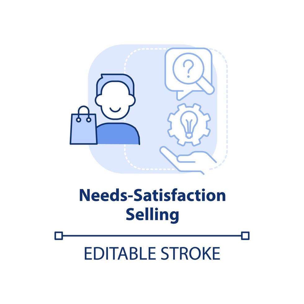 Needs-satisfaction selling light blue concept icon. Successful sales strategy abstract idea thin line illustration. Isolated outline drawing. Editable stroke. vector