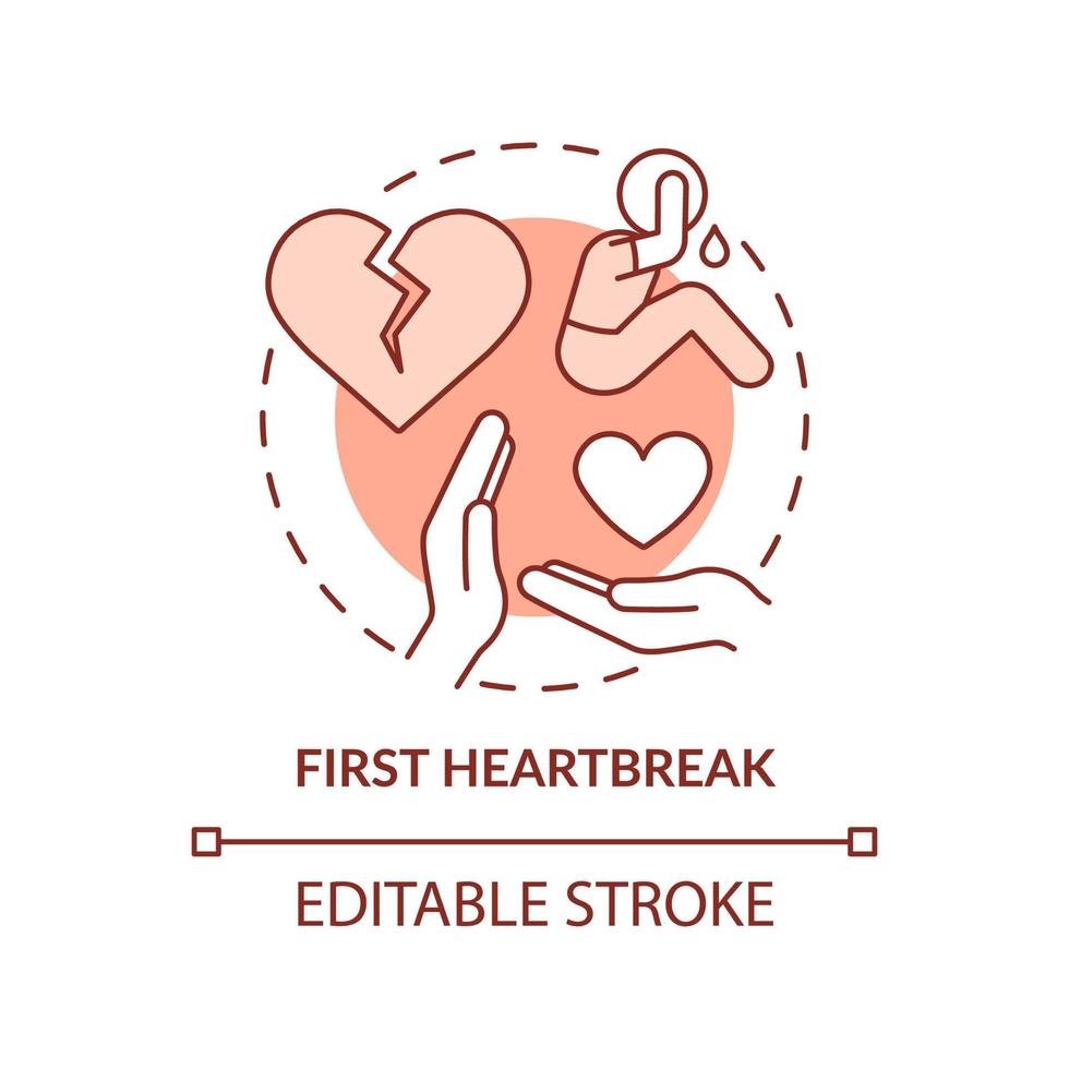 First heartbreak terracotta concept icon. Teenage issue abstract idea thin line illustration. Deal with breakup. Isolated outline drawing. Editable stroke. vector