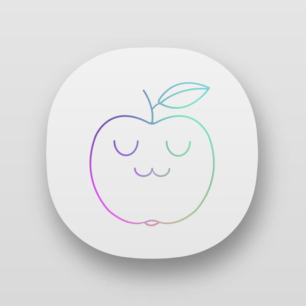 Apple cute kawaii app character. Happy fruit with smiling face. Funny emoji, emoticon, smile. Vector isolated illustration