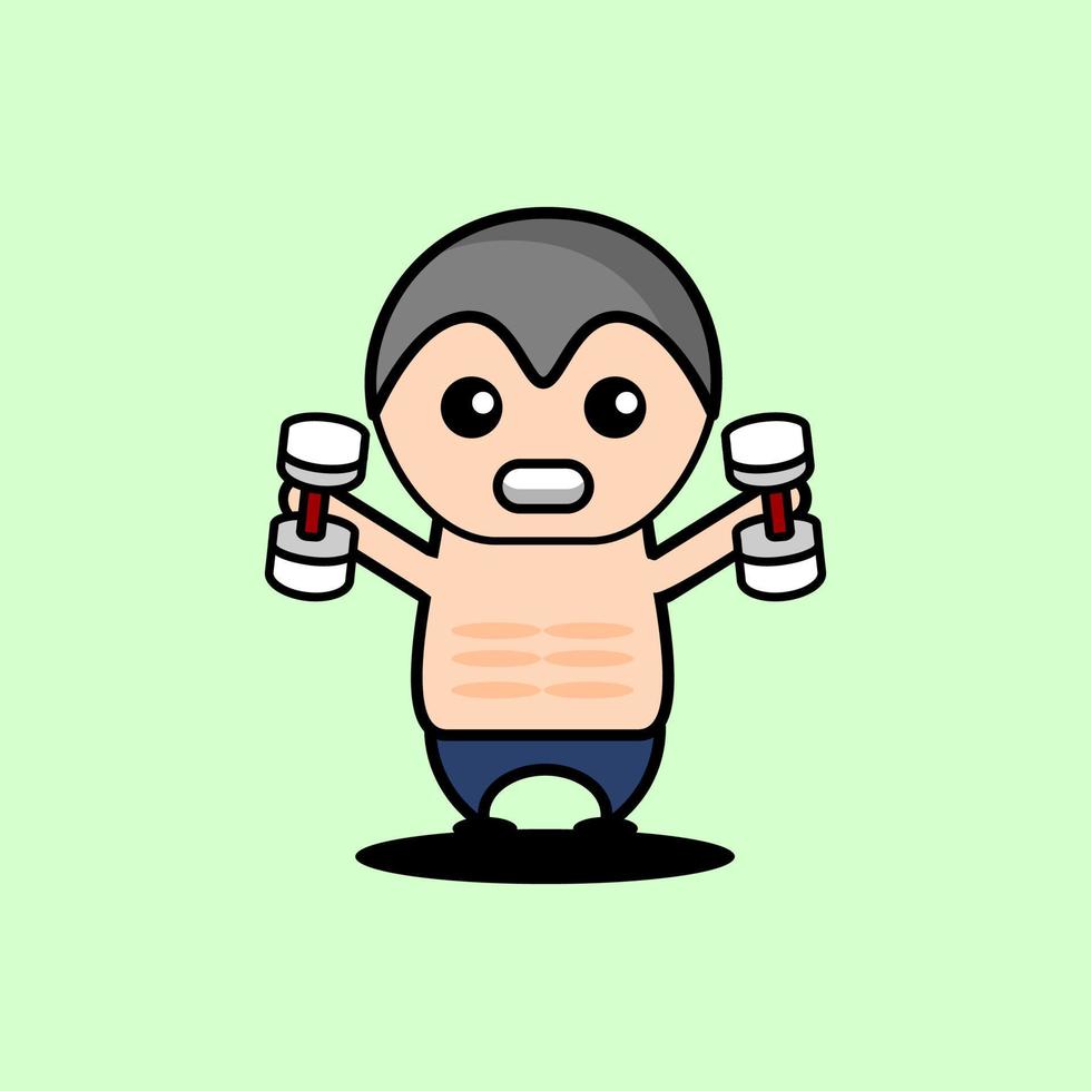 bodybuilder cute character vector