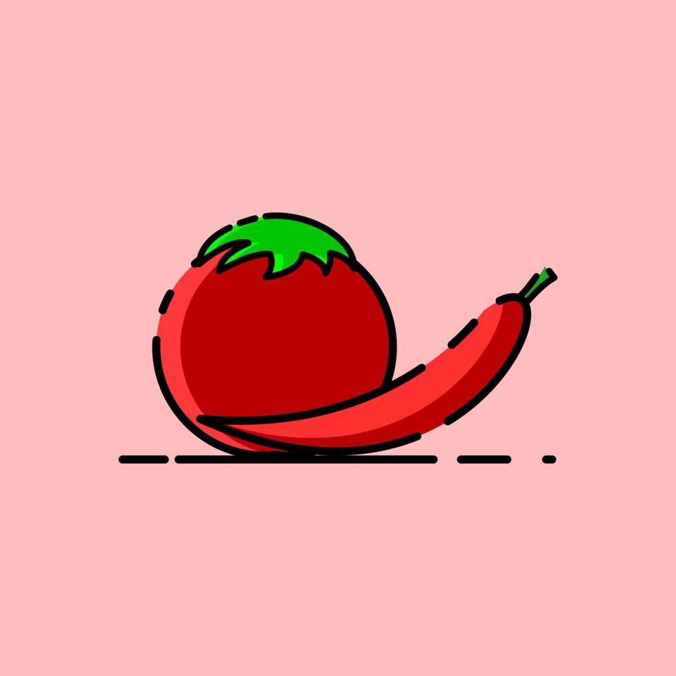 chilies and tomatoes, the main ingredients for making hot sauce vector