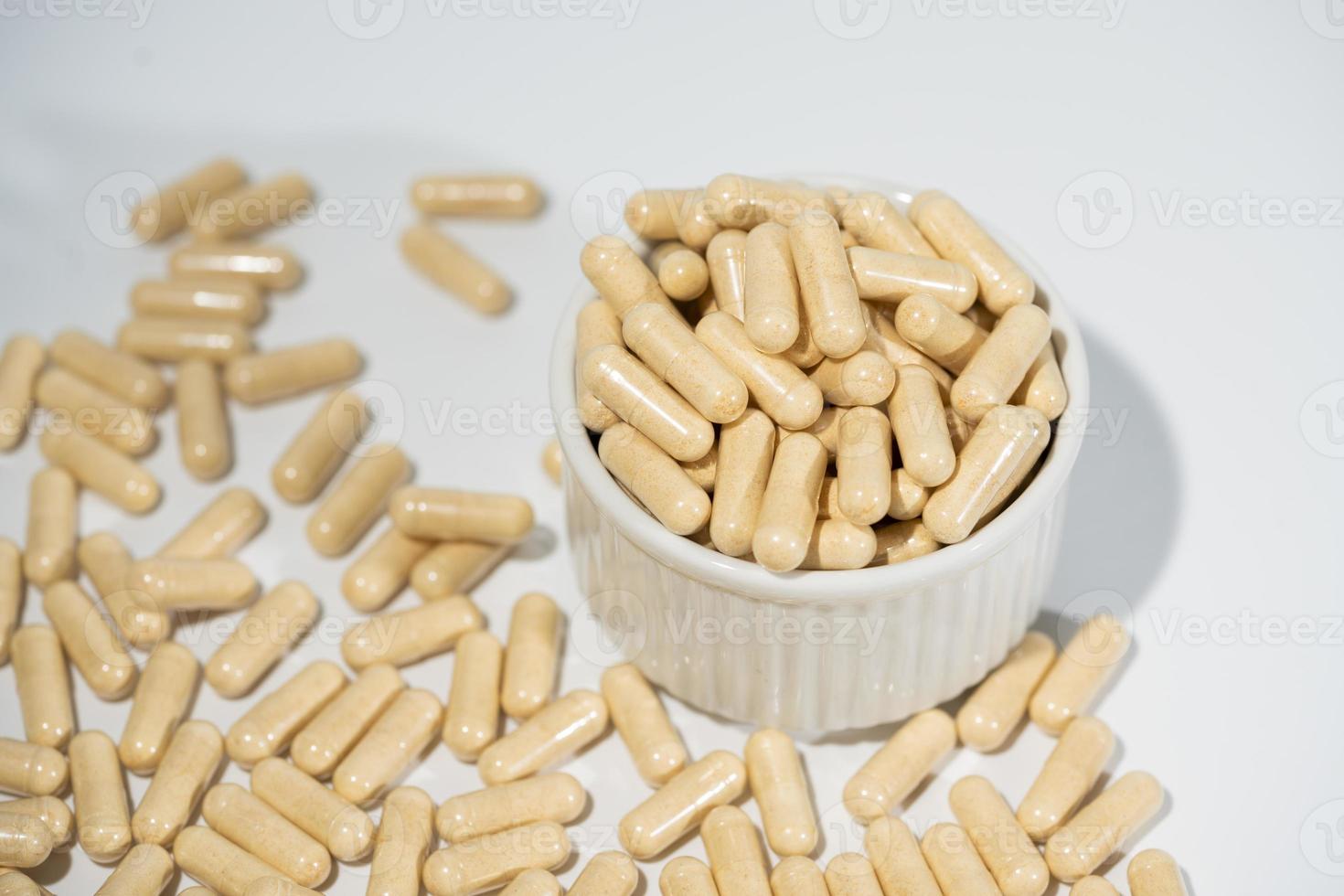 Vitamin pill, herb capsule, Nutritional Supplement. photo