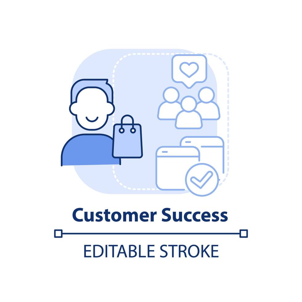 Customer success light blue concept icon. Sales tool abstract idea thin line illustration. Reach clients goals. Management. Isolated outline drawing. Editable stroke. vector