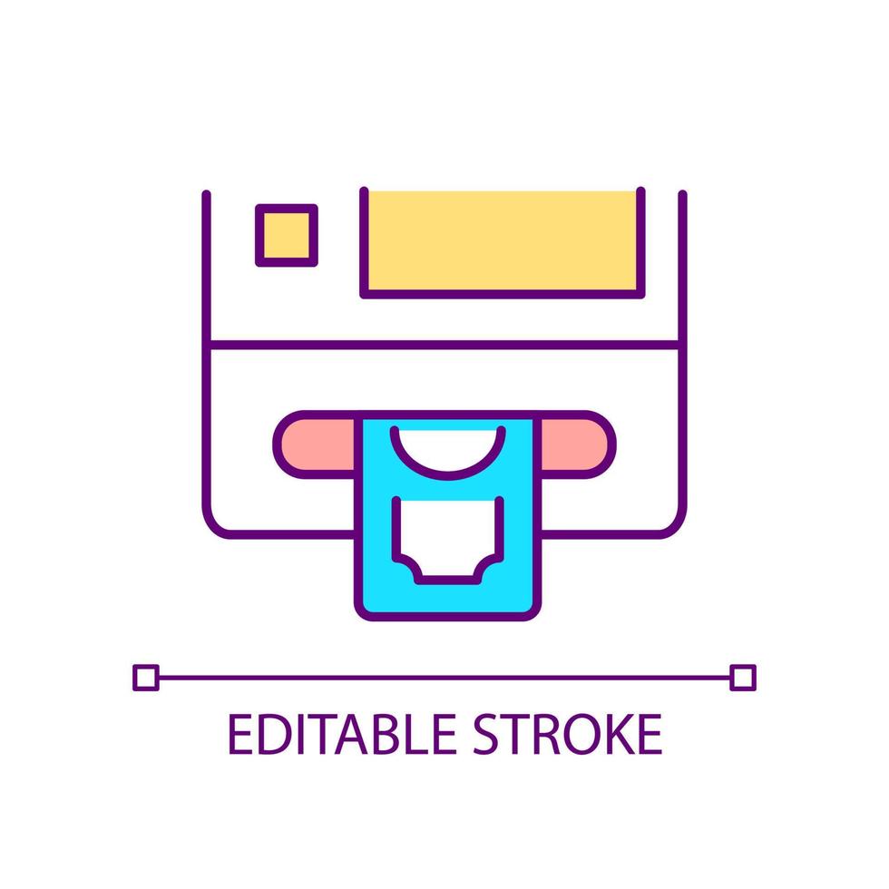 ATM machine RGB color icon. Withdrawing cash. Money transfer service. Getting cash from bank account. Isolated vector illustration. Simple filled line drawing. Editable stroke.