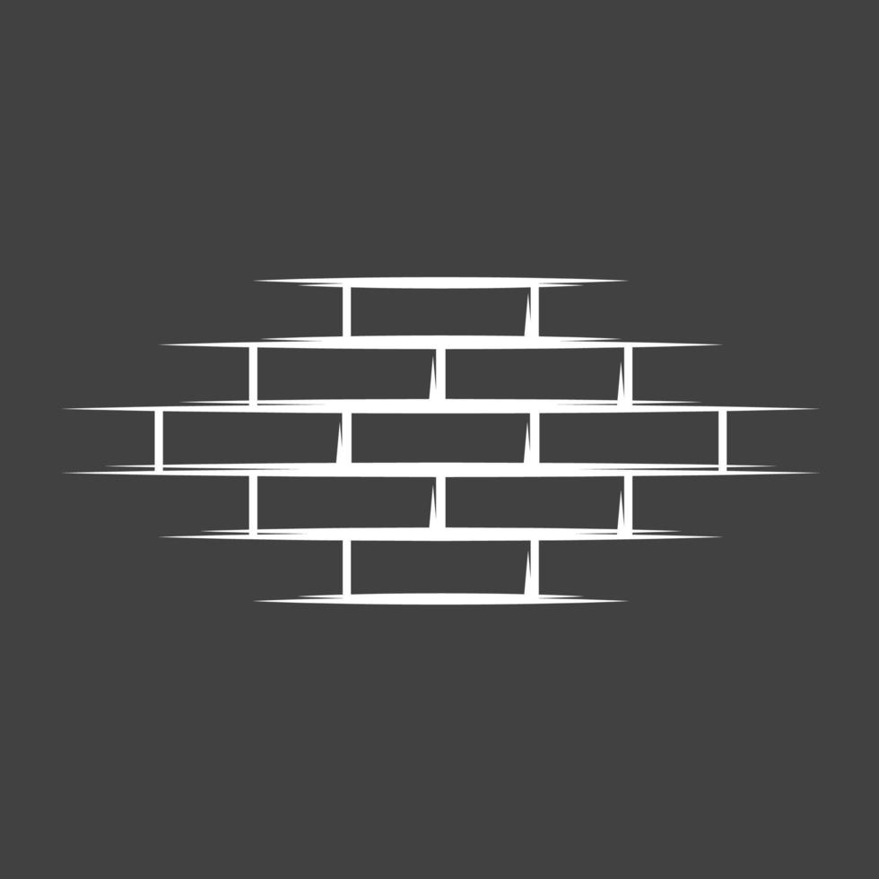 Vintage brick wall isolated on black background. Silhouette brick wall vector symbol. Vector illustration