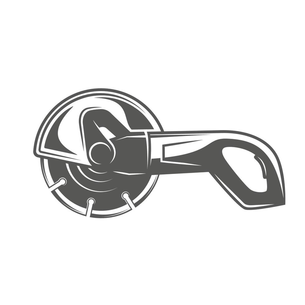 Flat angle grinder isolated on white background. Silhouette angle grinder vector symbol. Work tool for construction design