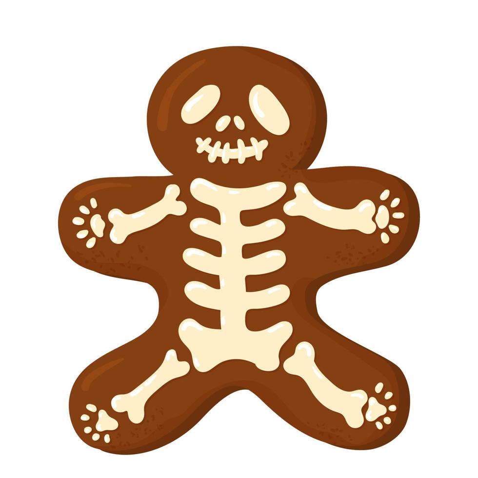 Halloween and All Saints' Day symbol skeleton cookie vector colorful flat cartoon isolated illustration.