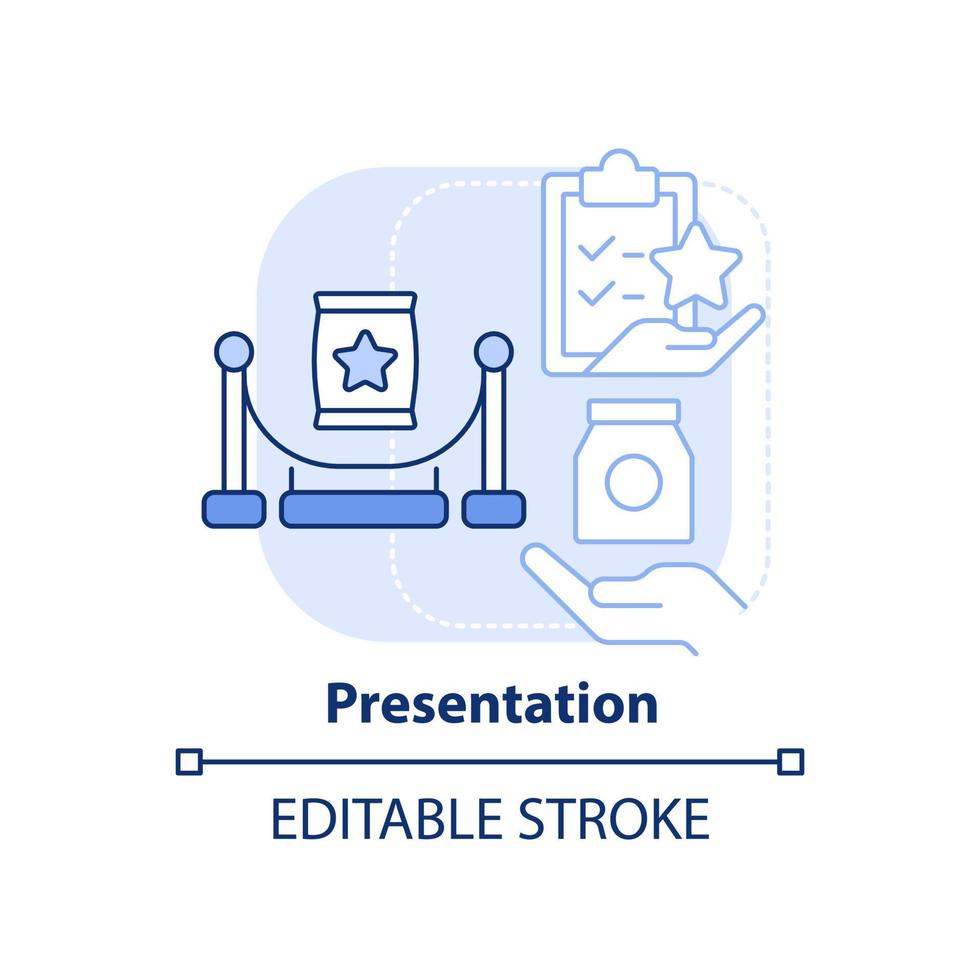 Presentation light blue concept icon. Sales process abstract idea thin line illustration. Showing product benefits. Isolated outline drawing. Editable stroke. vector