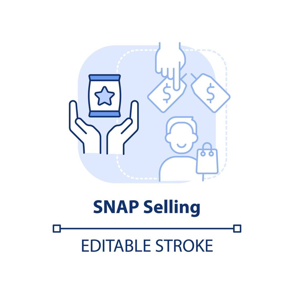 SNAP selling light blue concept icon. Sales technique abstract idea thin line illustration. Sell products to modern buyers. Isolated outline drawing. Editable stroke. vector