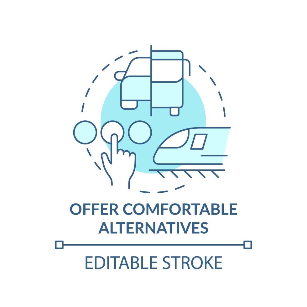 Offer comfortable alternatives turquoise concept icon. Building mobility service abstract idea thin line illustration. Isolated outline drawing. Editable stroke. vector