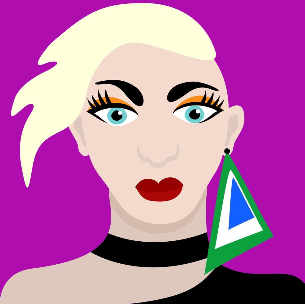 Bright vector illustration of young woman with blond hair.
