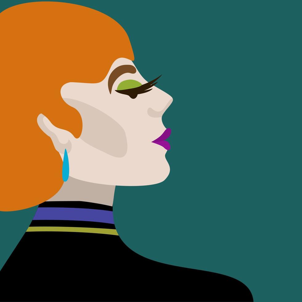 Bright vector illustration of young redhead woman.