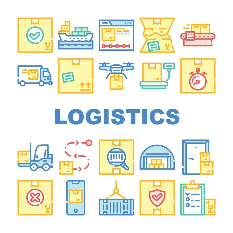 Logistics Service Collection Icons Set Vector Illustrations