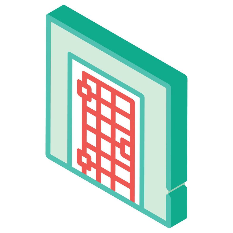 Ilustración de vector de icono isométrico de puerta de celda de prisión
