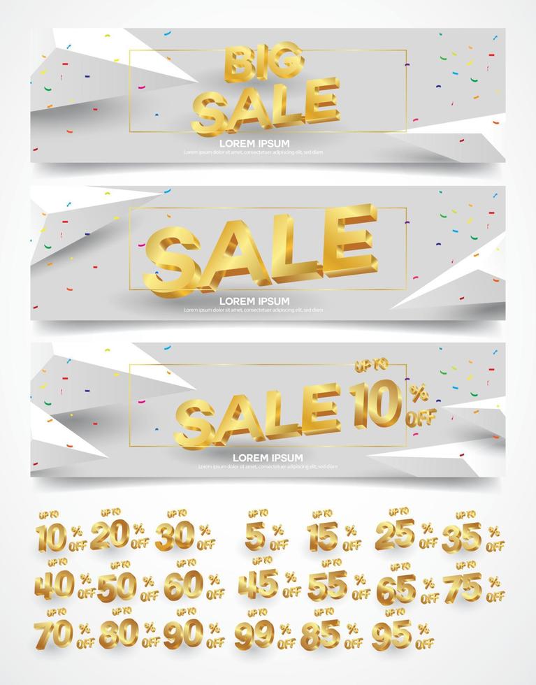 Set of sale banners design. Vector illustration. stylish horizontal banners design with geometric abstract 3 d design. Big sale banner. Sale and discounts. Vector illustration. futuristic modern