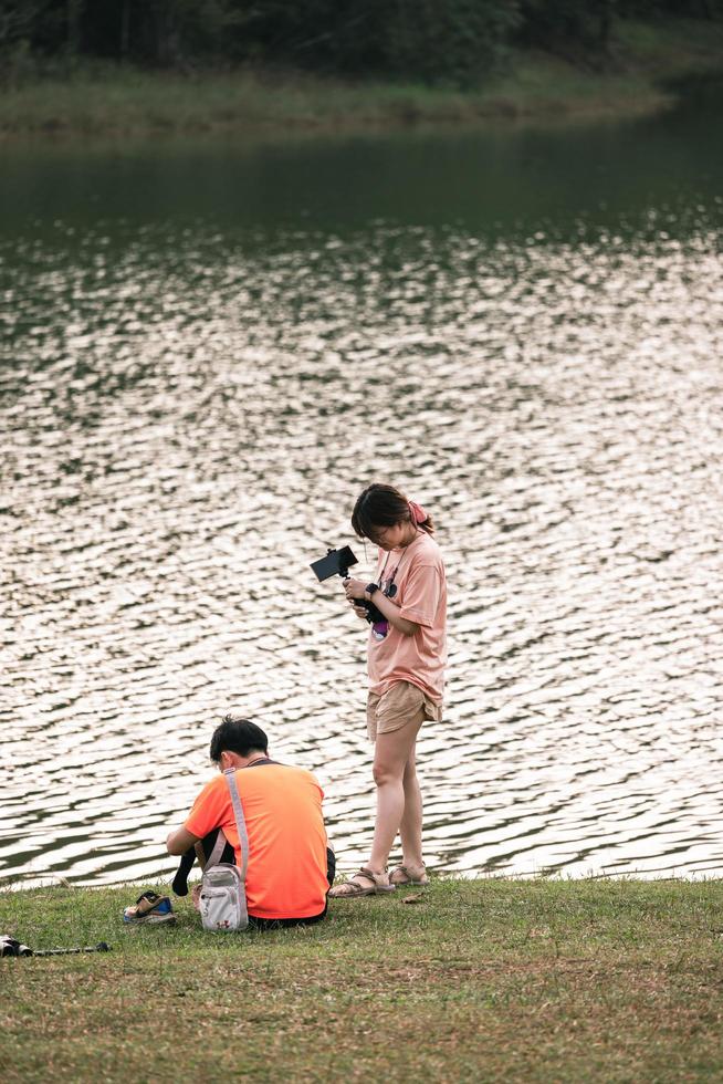 People are visiting the beautiful nature, green forests on vacation at Khao Yai National Park, Thailand, 16-05-2022. photo