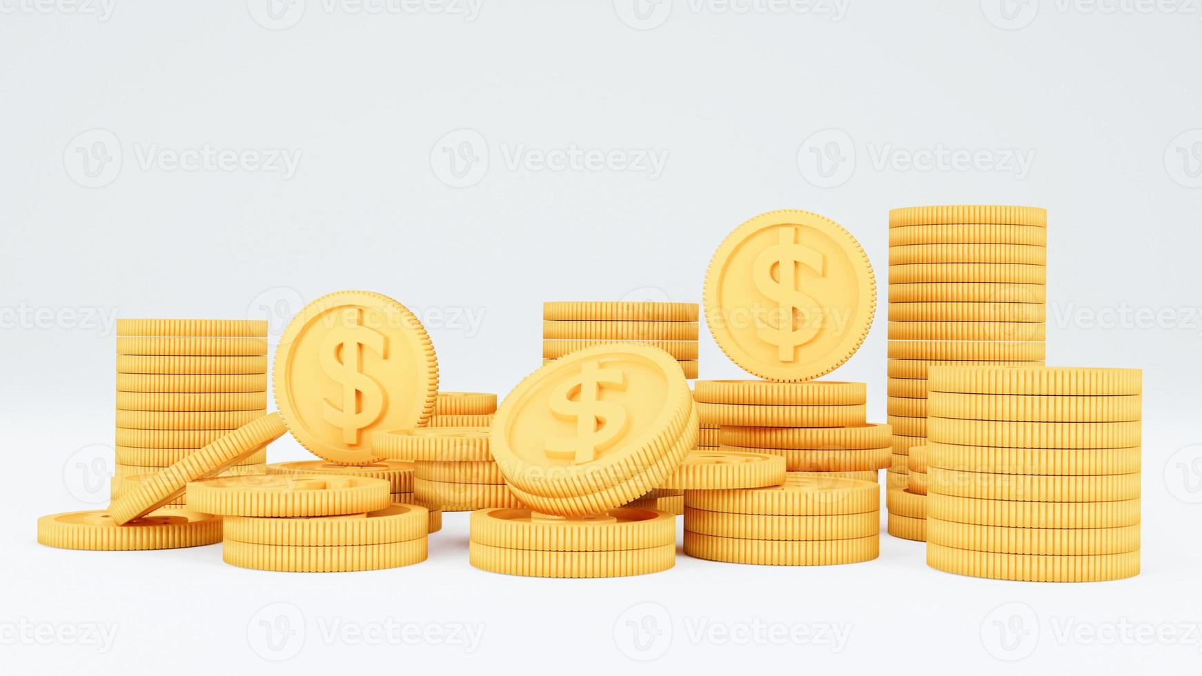 A Lot of coins on white blackground. 3d rendering - illustration. photo