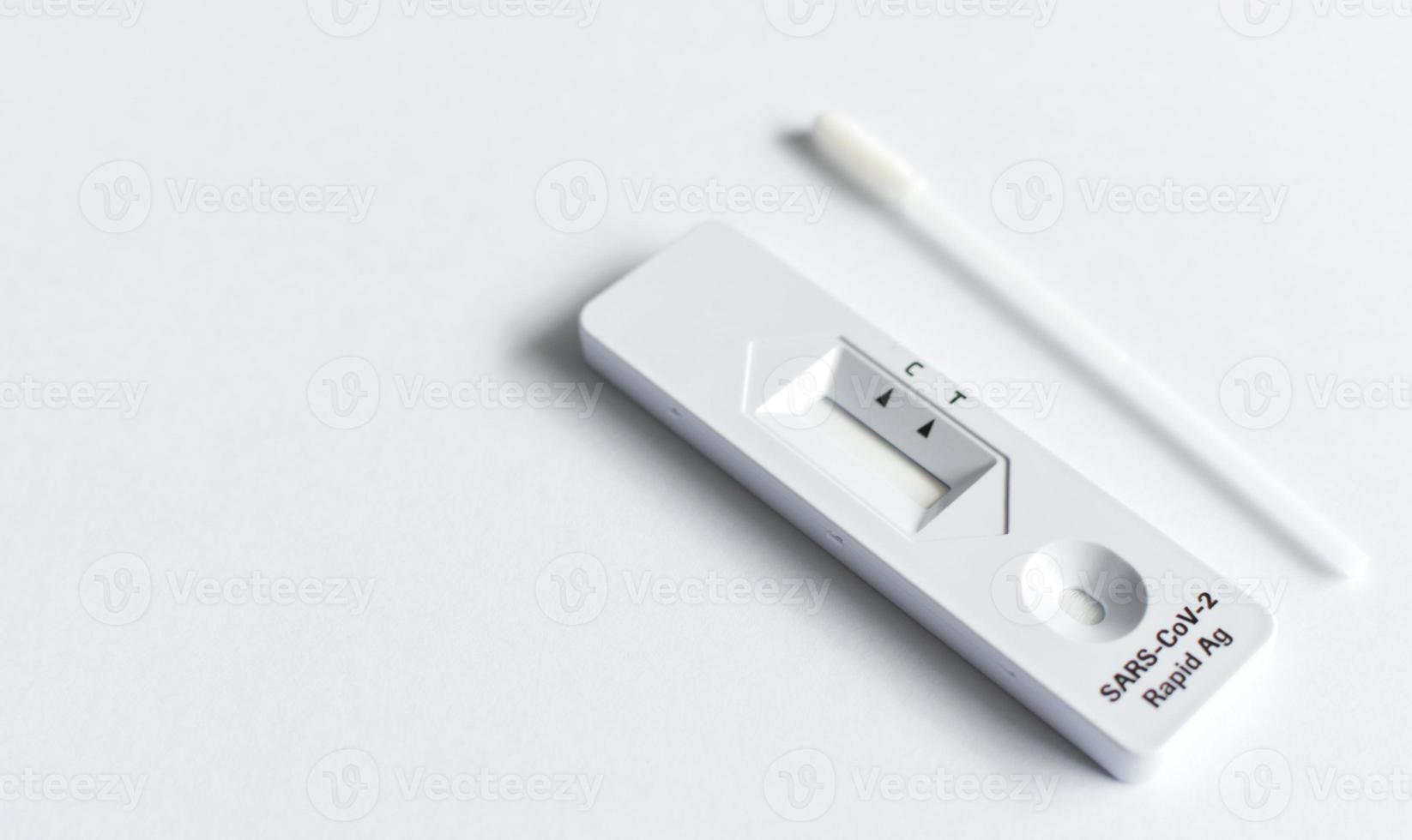 Antigen test kit for COVID-19 testing on a white background. photo