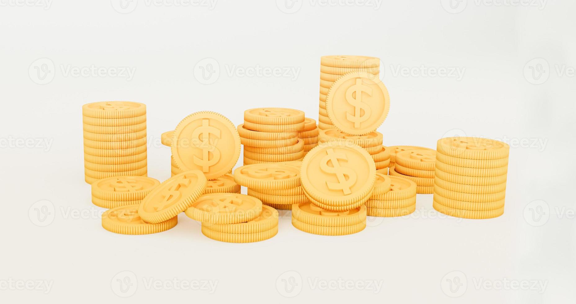 A Lot of coins on white blackground. 3d rendering - illustration. photo