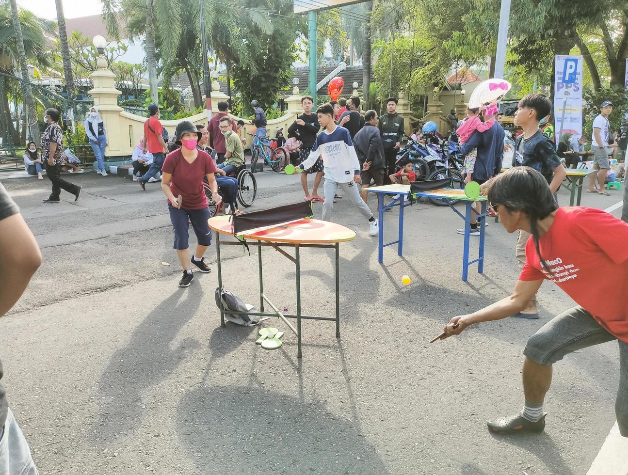 Sukoharjo - June 7, 2022 - Mini ping pong sport competition on the side of the road photo