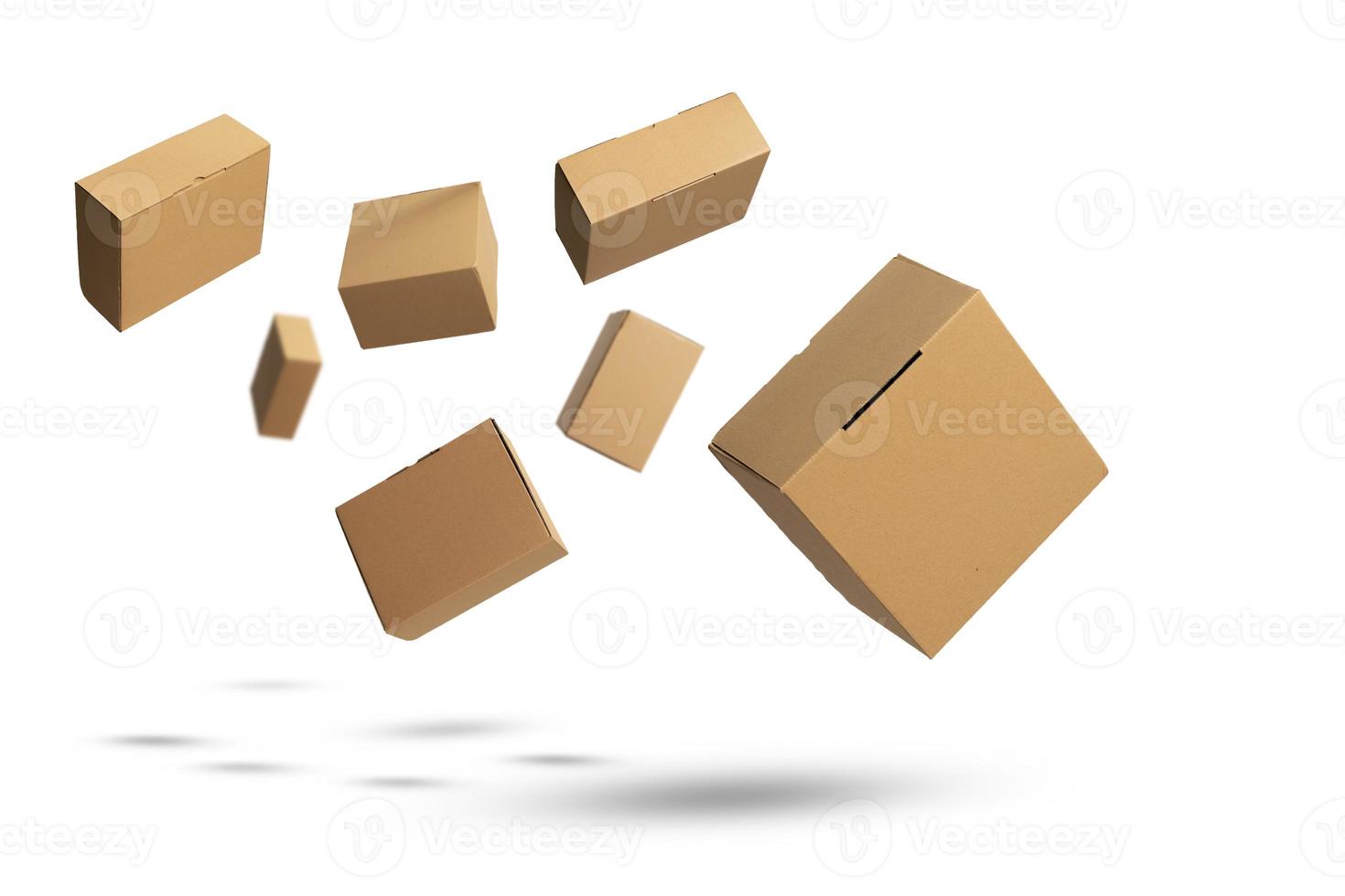 flying cardboard boxes on white background 8199049 Stock Photo at Vecteezy