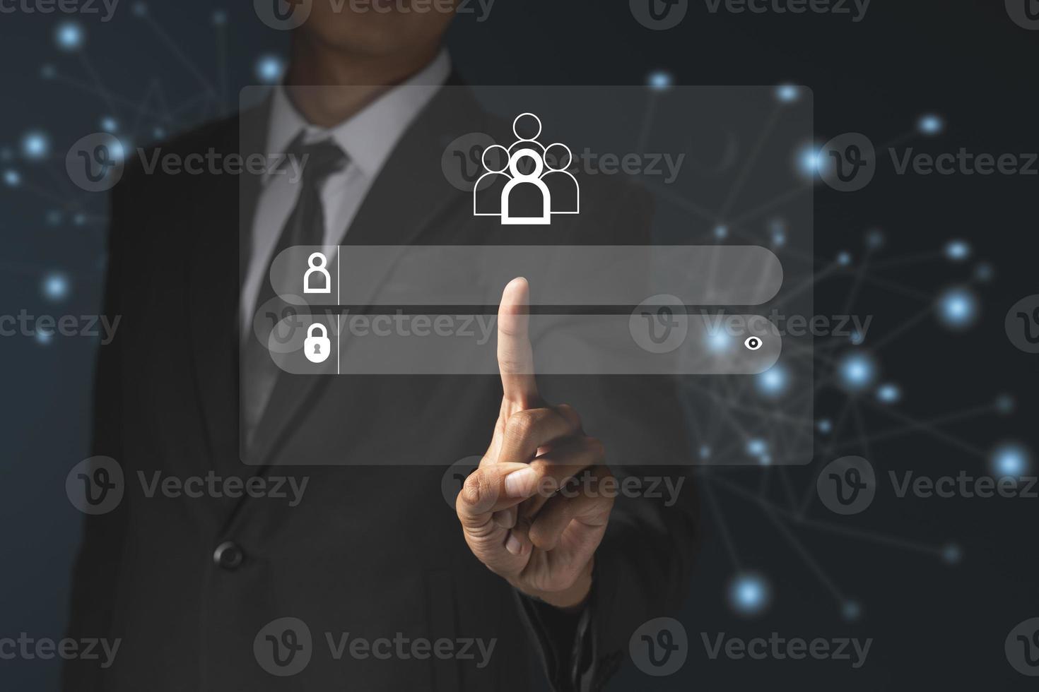 Business man with Interface for the member login form photo