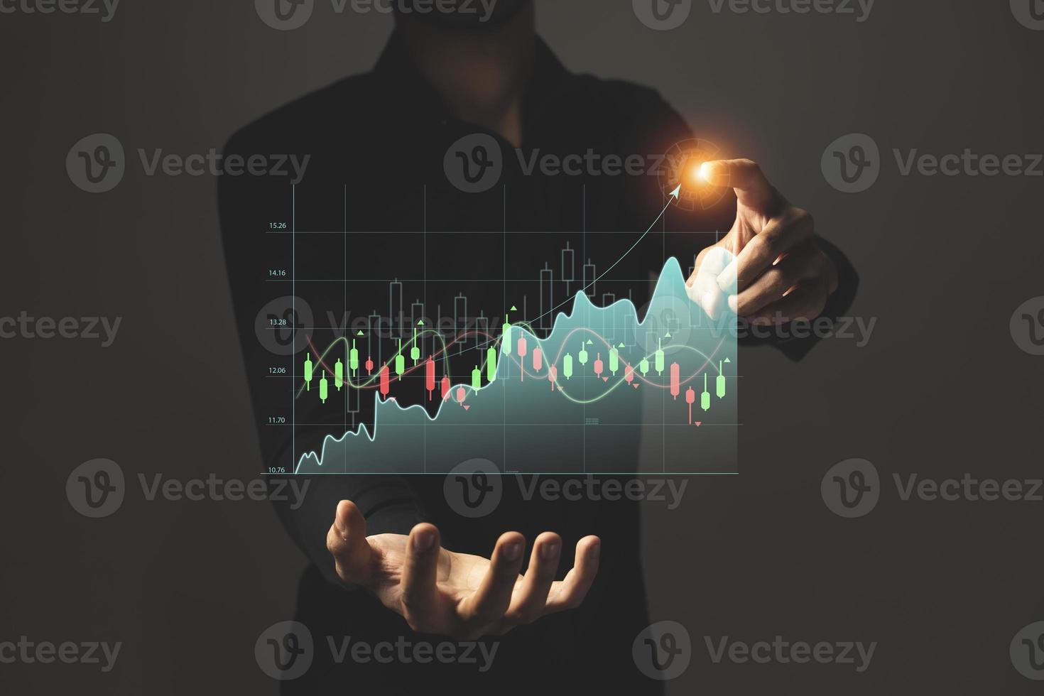 businessman analyzing sales data and economic growth graph chart, e-commerce and network, business strategy. photo