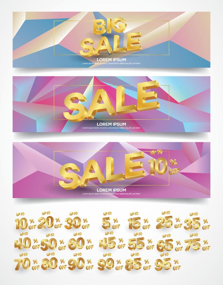 Set of sale banners design. Vector illustration. stylish horizontal banners design with geometric abstract 3 d design. Big sale banner. Sale and discounts. Vector illustration. futuristic modern