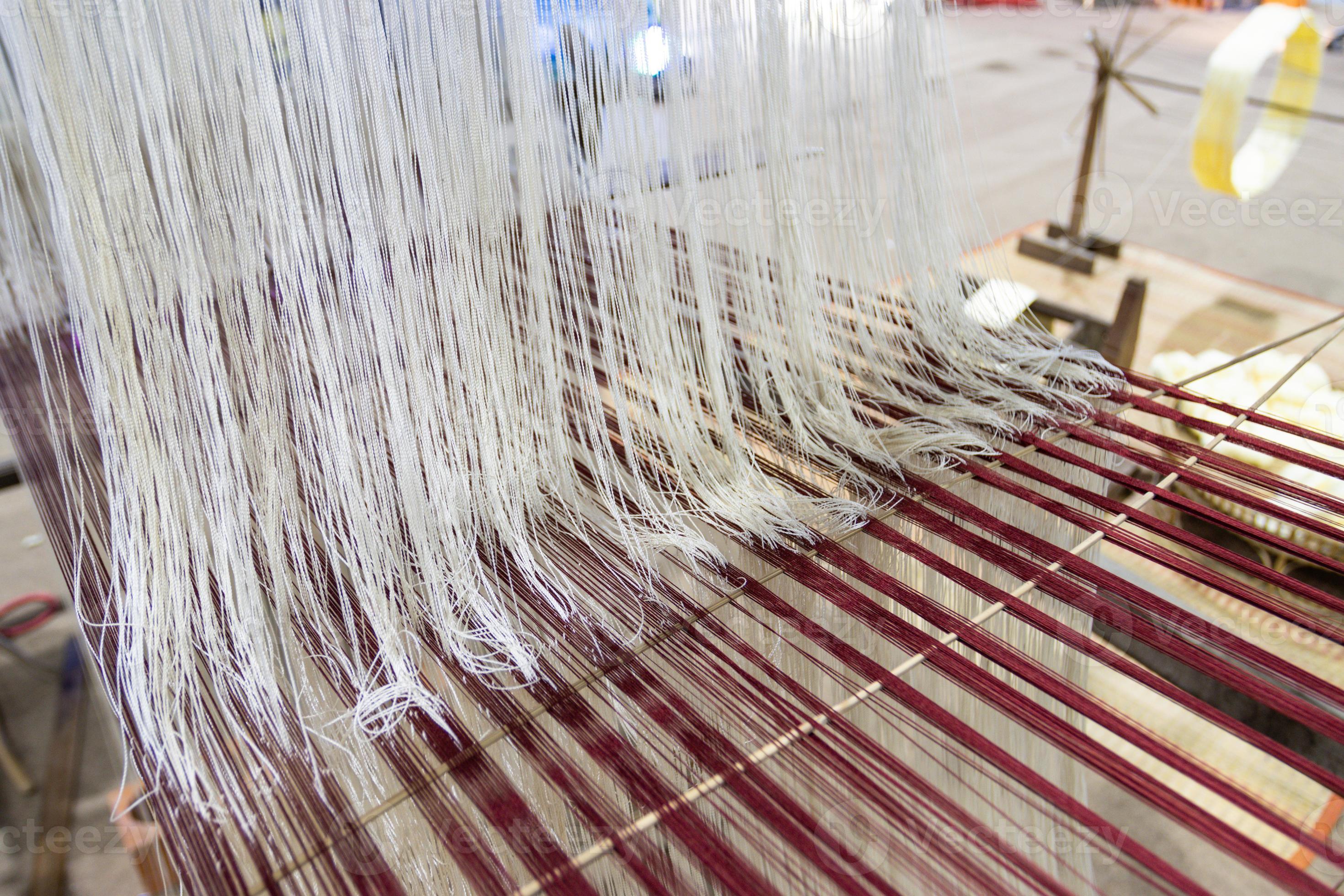 Household Loom weaving Detail of weaving loom for homemade silk or