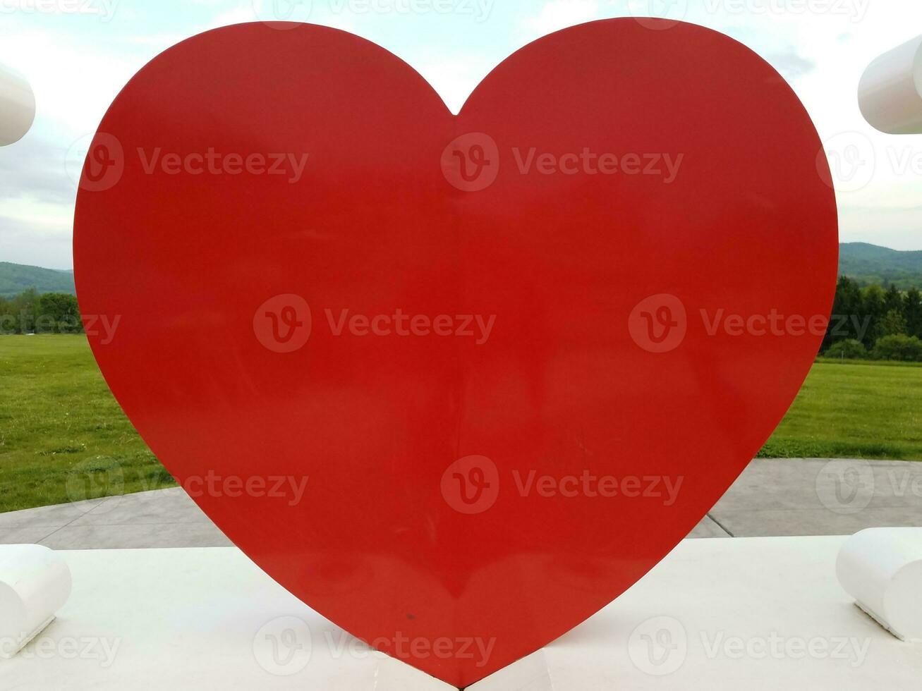 large red heart shape up close with grass photo