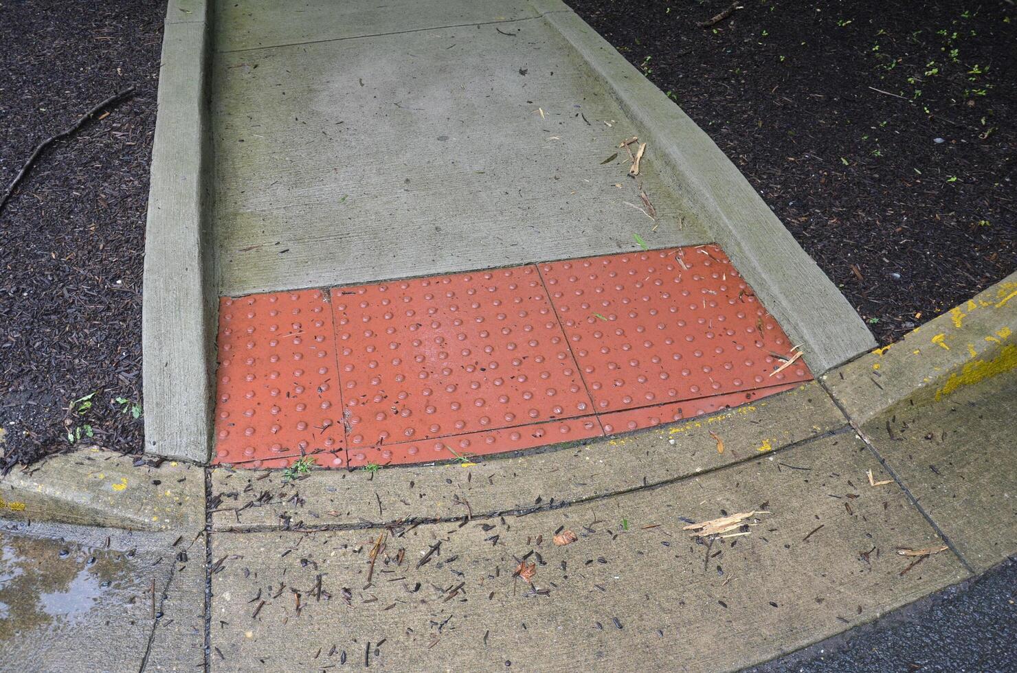 cement sidewalk with red bumps for the blind 8200652 Stock Photo at