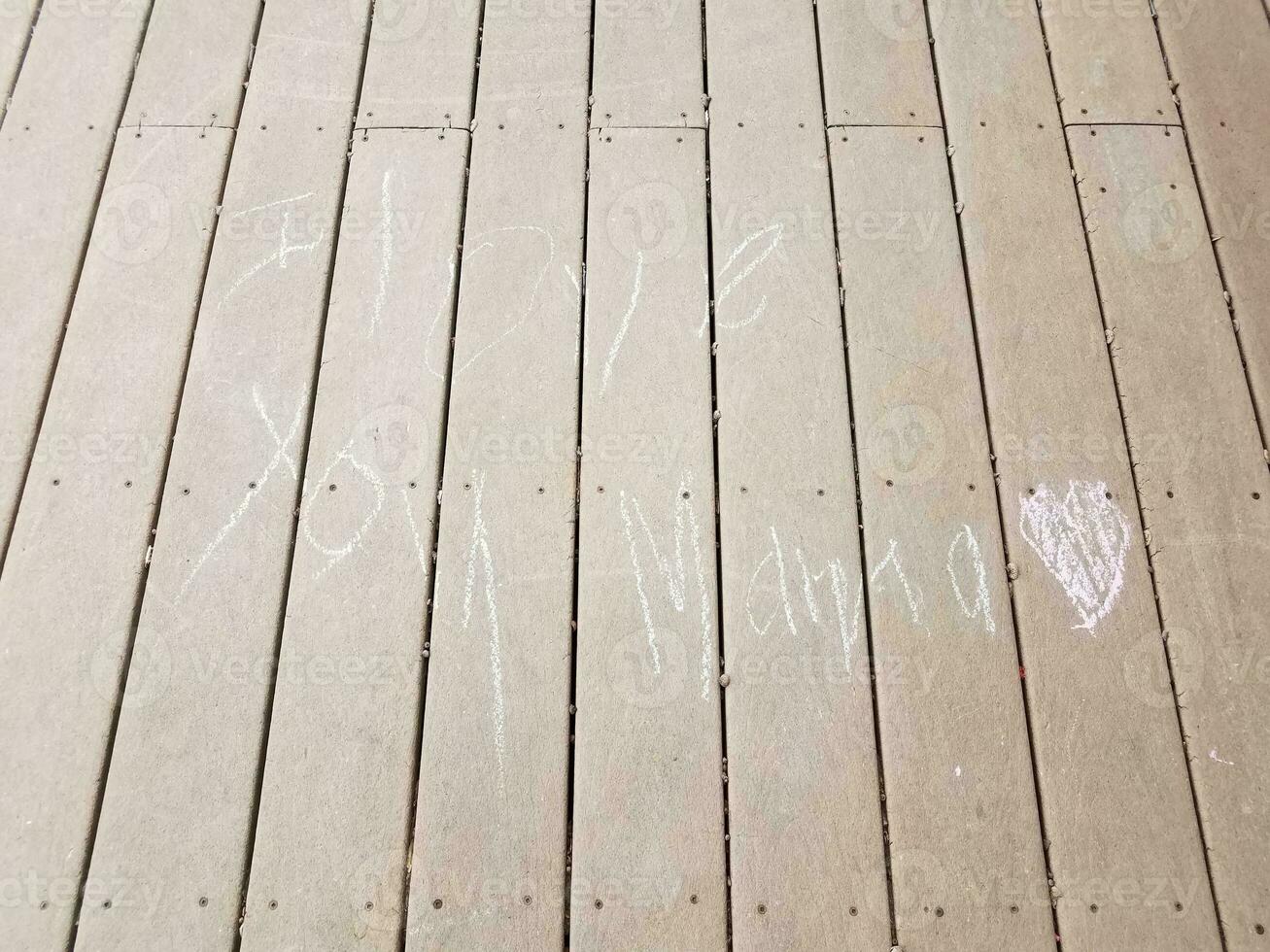 I love you mama message in chalk on wood deck photo