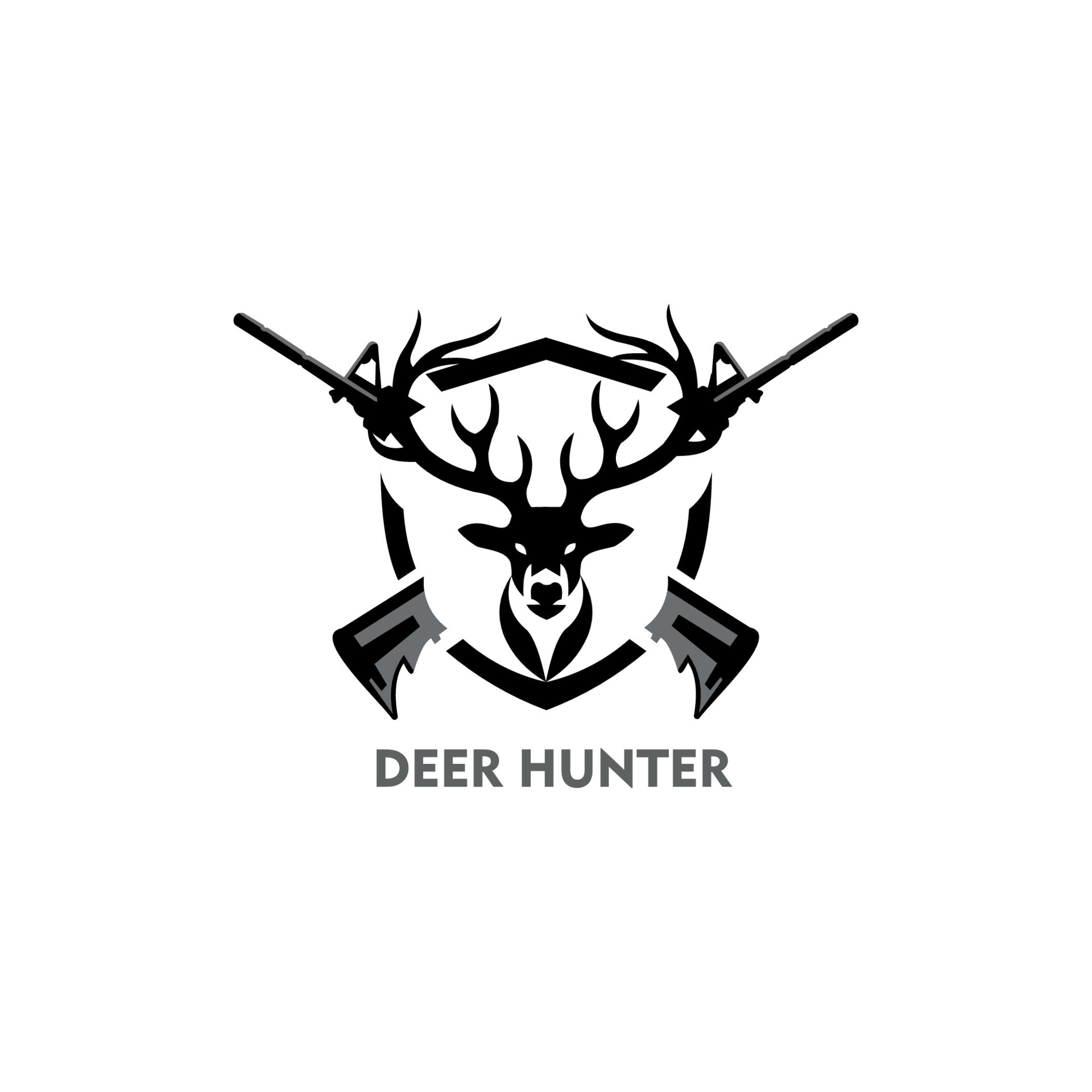 deer hunter logo type, hunter man and deer, hunter club, deer hunting