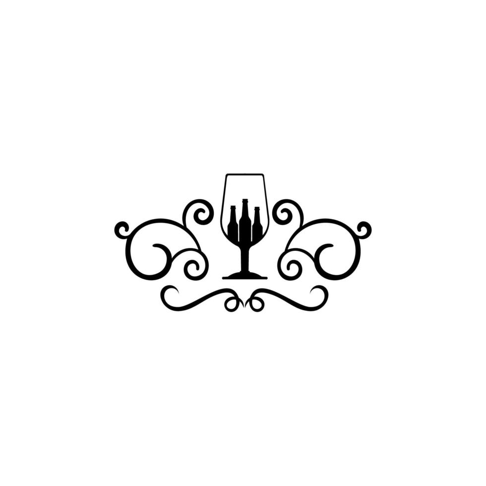 símbolo de icono de vino, diseño de emblema sobre fondo blanco vector