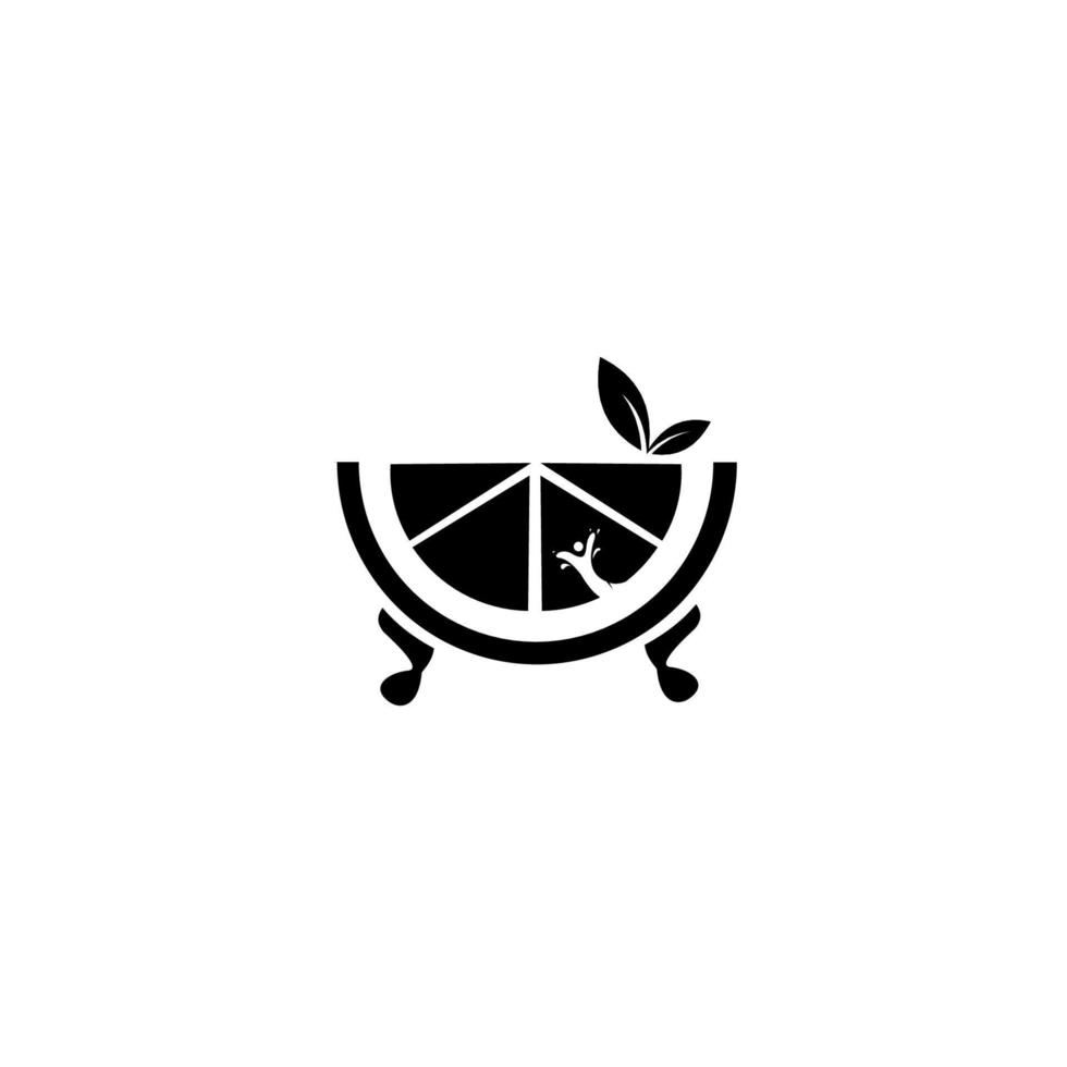 Piece of orange, creative design fruit logo vector illustration minimal flat