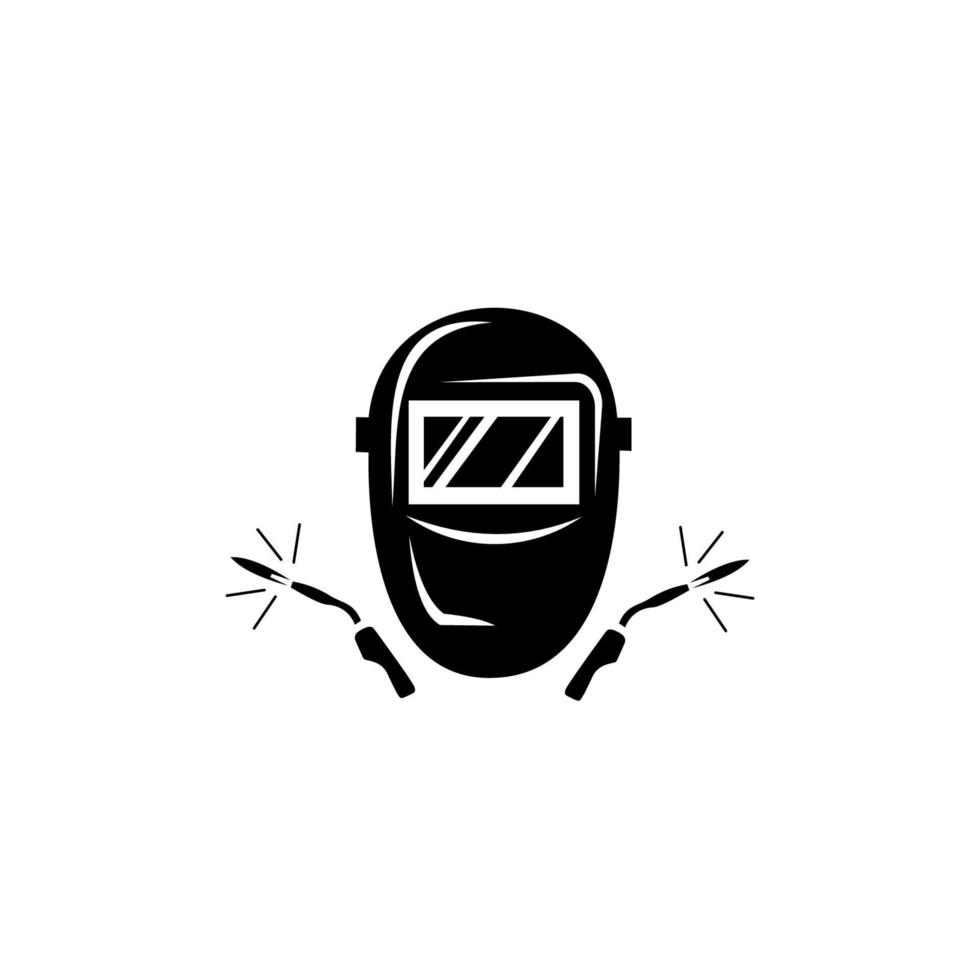 Welding mask icon, Welding work, Emblem design on white background. vector