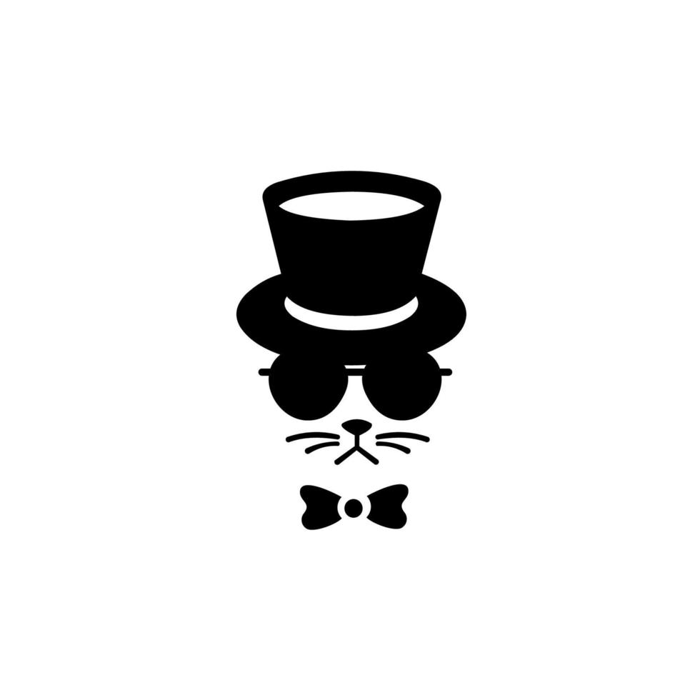 Cat man with a hat and glasses, Vector illustration on white background
