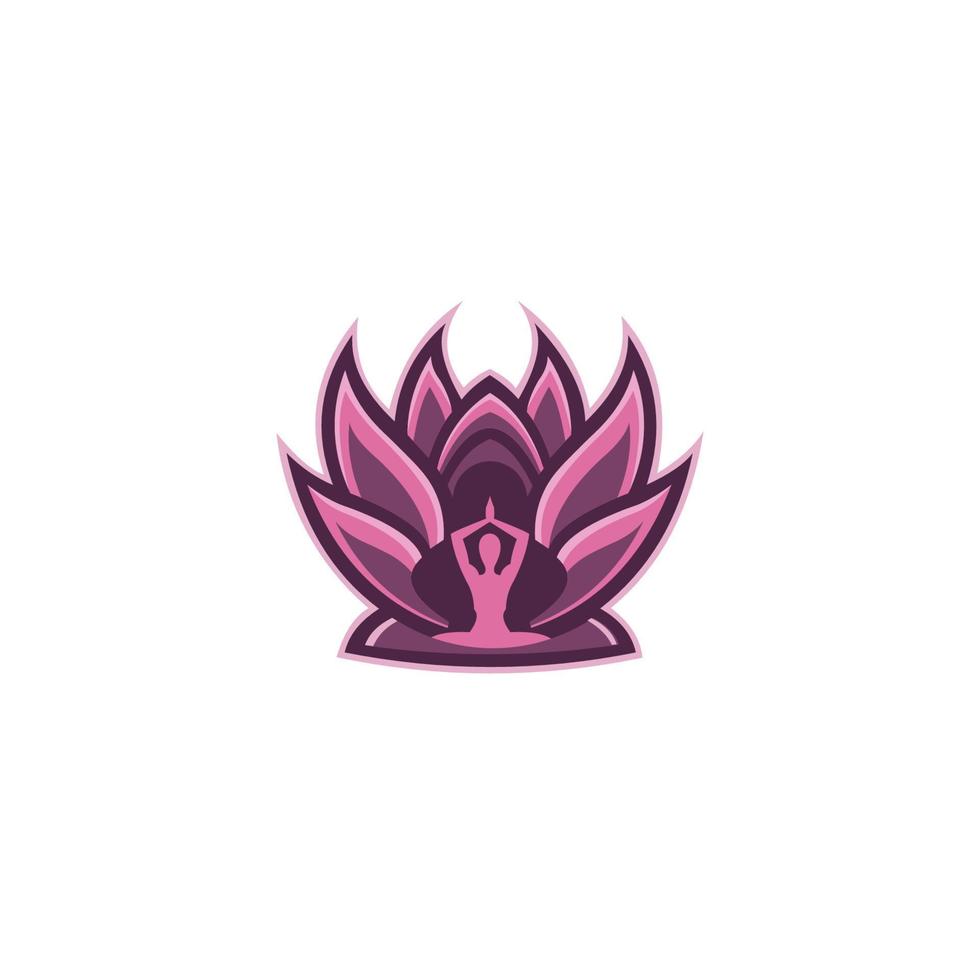 Vector illustration with female silhouette in meditating pose, Health Spa Meditation Harmony Logotype concept.