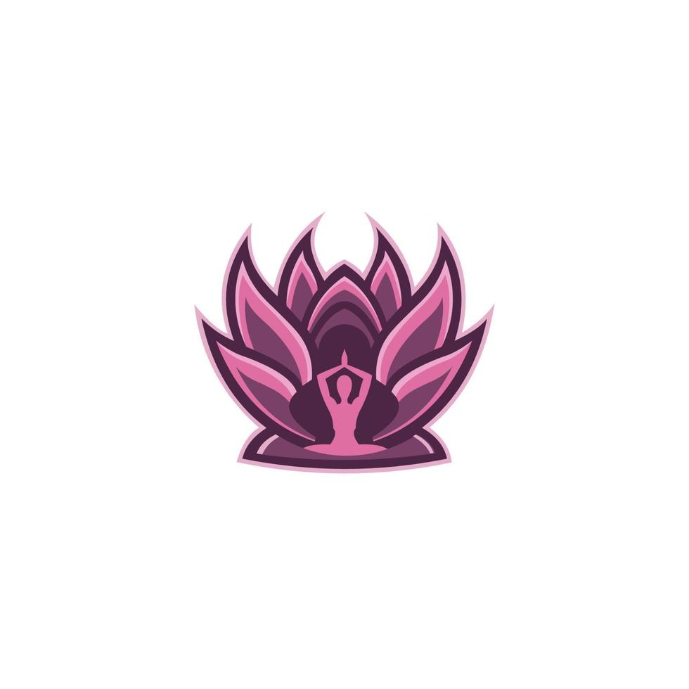 ilustración vectorial con silueta femenina en pose de meditación, concepto de logotipo de armonía de meditación de spa de salud. vector