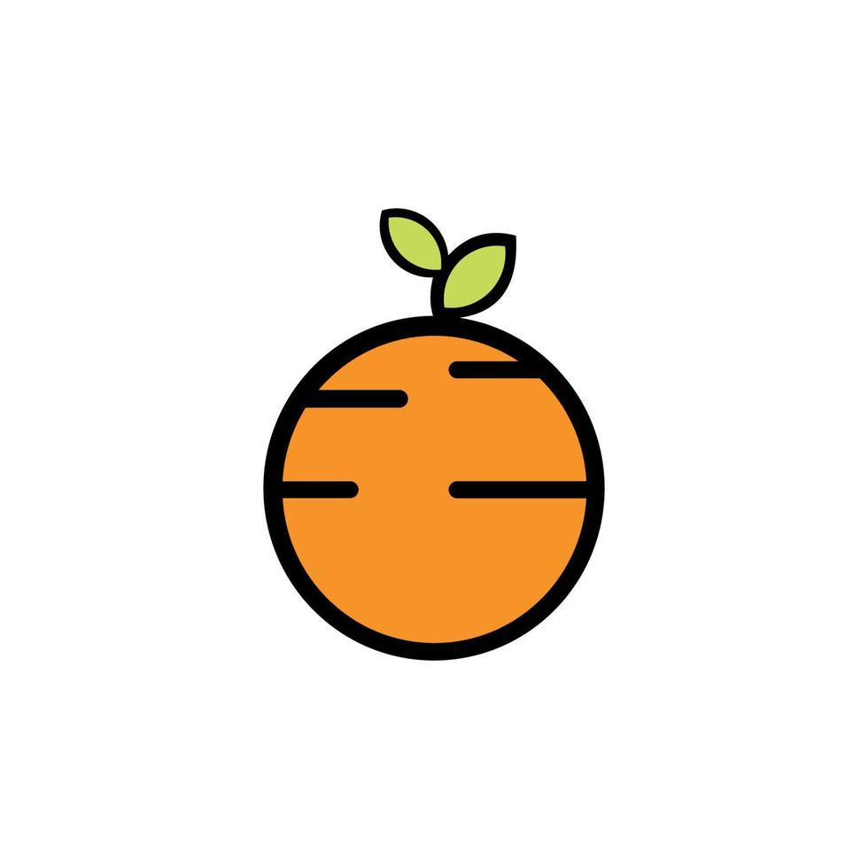 Ilustración de vector de fruta naranja aislado sobre fondo blanco. diseño creativo fruta logo vector ilustración plano mínimo.