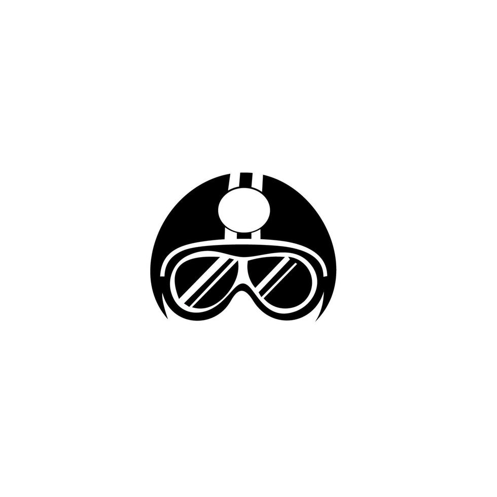 Motorcycle helmet. Helmet with sport glasses icon isolated, minimal design. Vector illustration