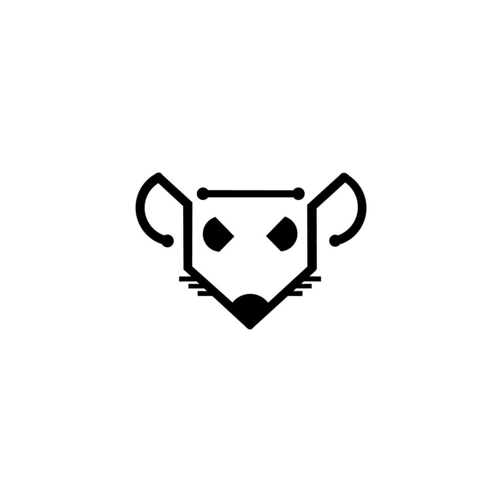 Head mouse art logo design inspiration, isolated on white background, Flat design, vector