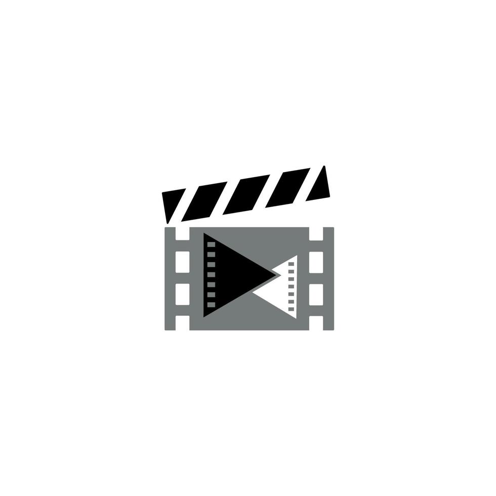 Clapperboard vector illustration, flat style clapperboard with play button, film making device, video movie clapper equipment