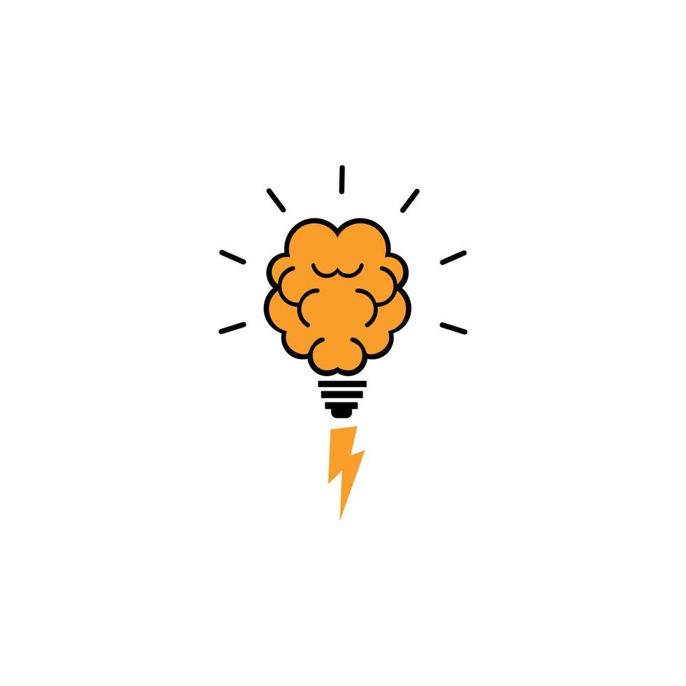 Creative brain Idea concept, knowledge innovation, brain inside bulb, logo, light solution thinking, vector