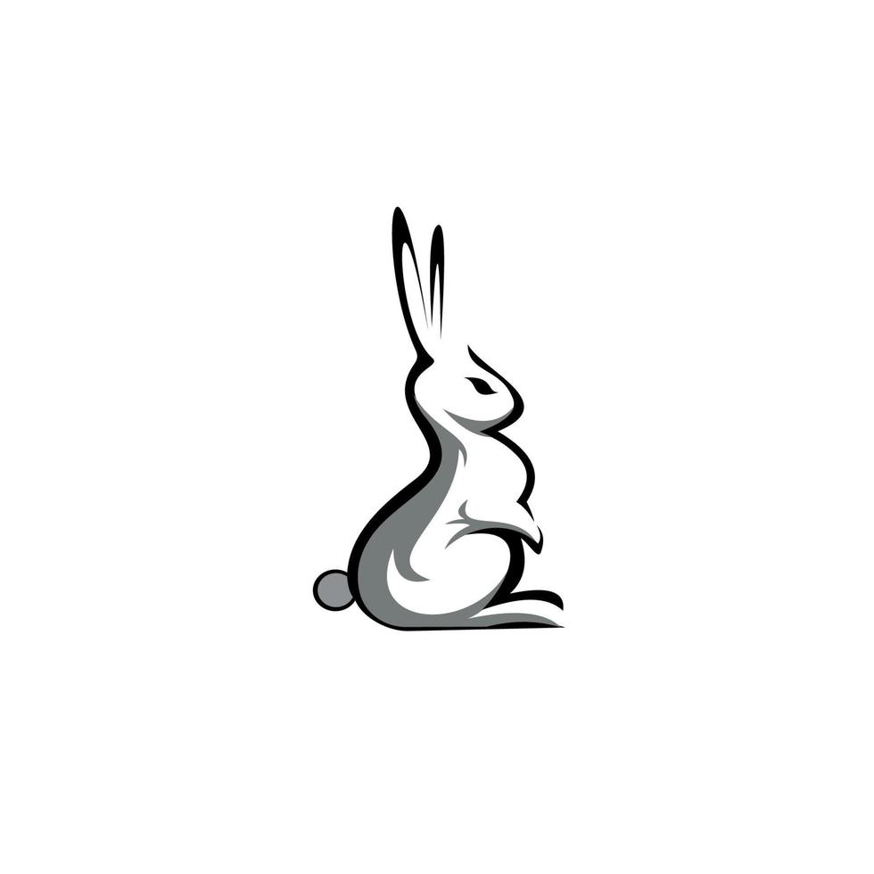 Sit rabbit logo Isolated on white background. vector