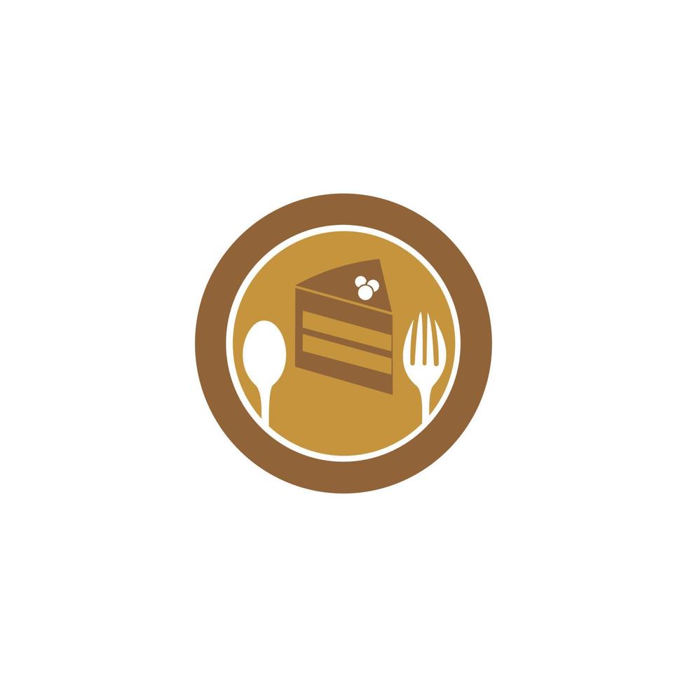 Slice of cake on plate vector illustration. Logo for cake shop and bakery