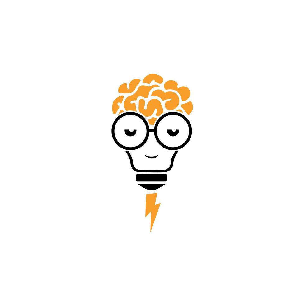 Creative brain Idea concept, knowledge innovation, brain inside bulb, logo, light solution thinking, vector