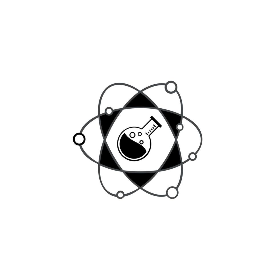 plantilla de logotipo de laboratorio de ciencias. investigación, laboratorio, matraz, tubo, plantilla de icono aislada en blanco. vector